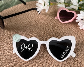Personalized Wedding Heart Sunglasses, Bride & Groom Favors