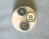 Typewriter Key Pin - Says quot ABC quot