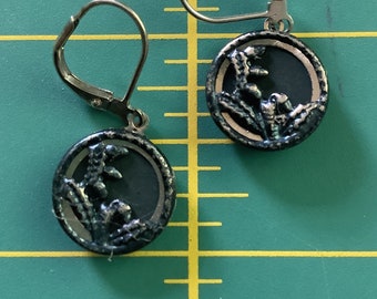 1800s Flower Picture Button Earrings