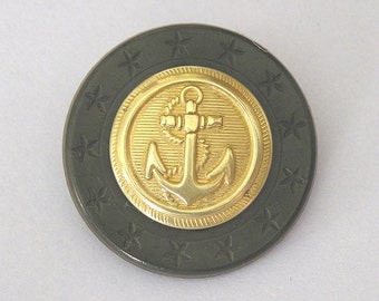 1800s Hard Rubber Navy Button & Brass Navy button Pin