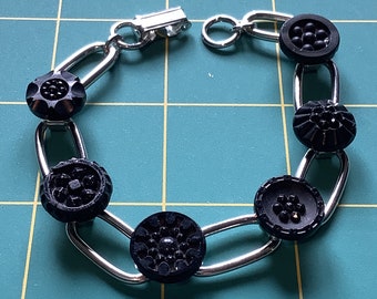 c1800s Black Glass Button Bracelet