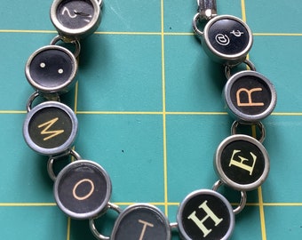 Typewriter Key Bracelet - says MOTHER