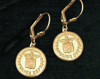 Columbus OH Police Button Earrings