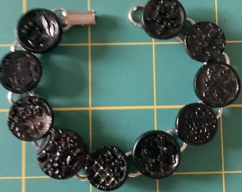 c1800s Black Glass Button Bracelet