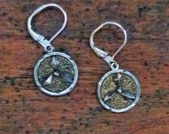 Earrings made from late 1800s Steel Cut Buttons