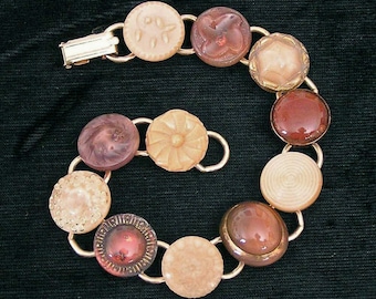 cMid 1900s glass button bracelet