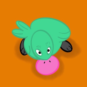 Patito Esmeralda - Lámina infantil A3 verde y naranja / Bonito patito imprimible para habitación infantil o sala de juegos