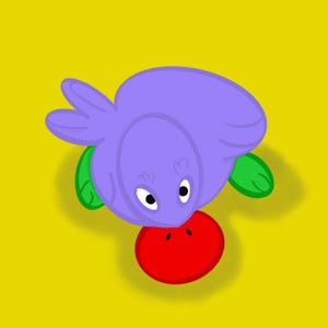 Patito morado ciruela - Arte mural infantil amarillo y morado A3 / Lindo patito imprimible para habitación infantil o sala de juegos