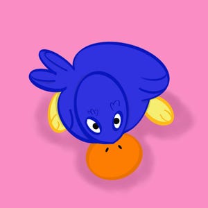 Patito Arándano – Arte mural infantil en azul y rosa (A3) / Bonito patito imprimible para habitación infantil o sala de juegos