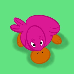 Patito de color baya brillante: arte de pared para habitación infantil en rosa y verde, tamaño A3. Bonito patito imprimible para habitación infantil o sala de juegos.