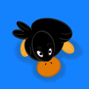 Patito de medianoche – Arte mural infantil en negro y azul, tamaño A3. Bonito patito imprimible para habitación infantil o sala de juegos.