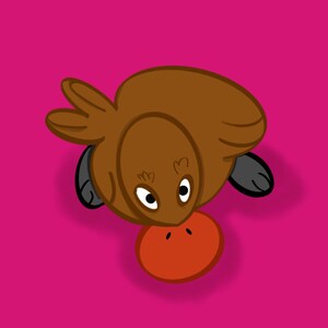 Patito Cacao – Arte mural infantil rosa y marrón A3 / Lindo patito imprimible para habitación infantil o sala de juegos