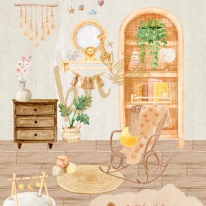 Plantilla editable de Canva para anuncio de bebé: tarjeta bohemia imprimible, descarga instantánea, personalizable para recién nacidos y estilo neutro para habitación infantil.