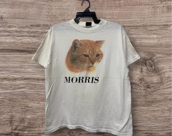 Vintage 80s Morris the Cat T-shirt 9lives Advertising Orange Tabby