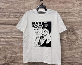 Vintage 00's Black Flag Police Story Hardcore Punk Artwork by