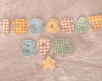 Gingham, Stripe Cotton Play Crown, Dress-up Crown for Toddlers, Kids, Fabric Birthday Crown with Velcro Numbers