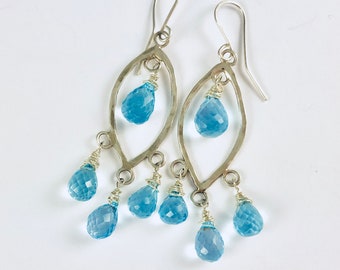 Blue Topaz Chandelier Earrings