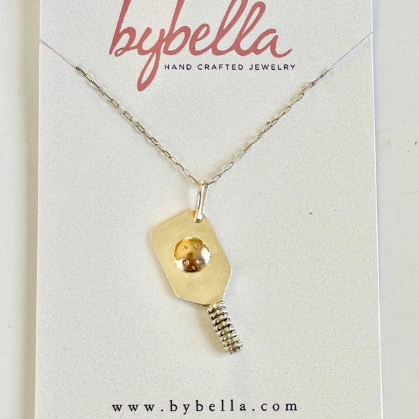 Silver & Gold Pickleball Paddle Necklace