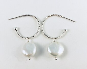 Coin Pearl hoops