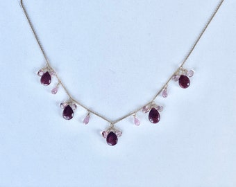 Ruby, Sapphire, and Tourmaline Necklace