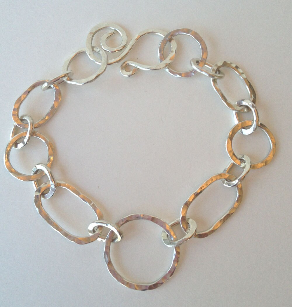 Artisan Sterling Silver Charm/link bracelet