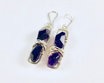 Wrapped Amethyst drop earrings