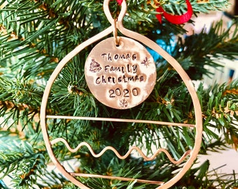 Personalized Brass or Sterling Silver Christmas ornament