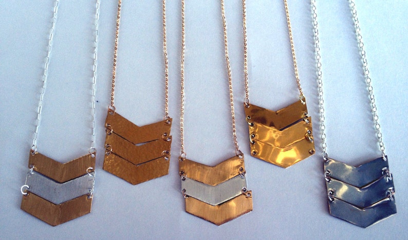 Hand made Triple Chevron Necklace image 2