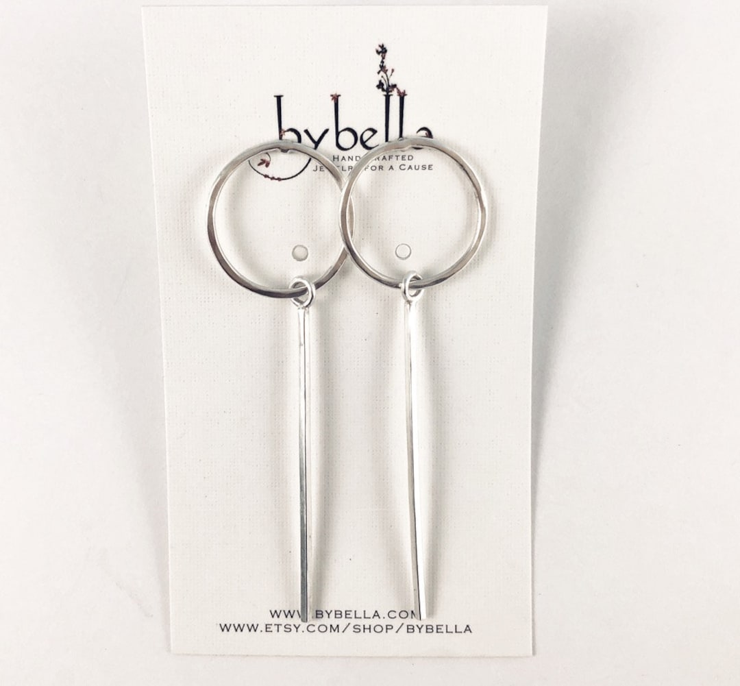 Geometric Circle and Bar Design Earrings - Etsy