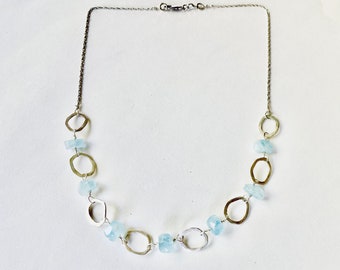 Chunky Faceted Aquamarine Choker Necklace