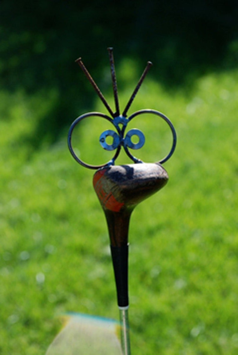 Golf Driver Garden Poke, recycled garden art, yard stake, golfer present, golfer gift image 1