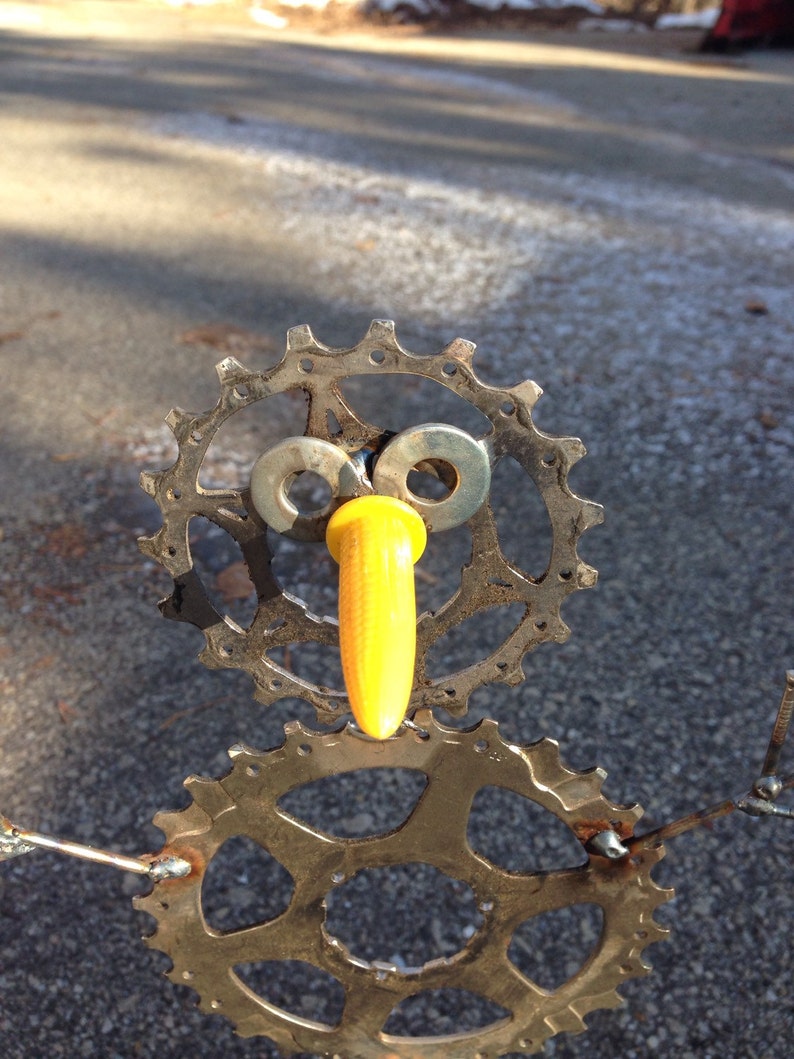 Snowman made of old bike cycle gears Art Recycled Garden Etsy