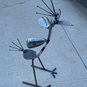 Golf Irons Bird, Recycled garden sculpture, Yard Art, Metal