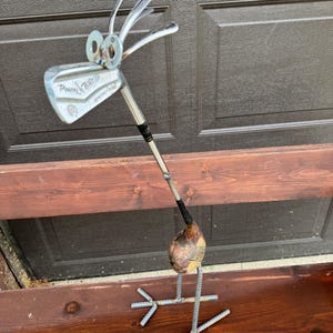 Golf Driver/Iron Bird Garden sculpture Yard Art, gift for man or woman, anniversary present, 6th anniversity present, wedding gift