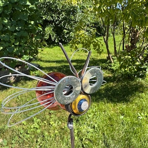 Large lightning bug Recycled Garden Art Yard Stake Upcycle