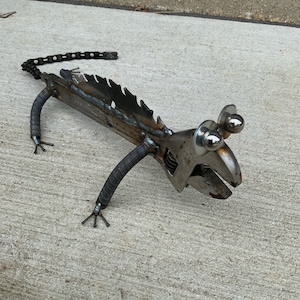 Wrench saw lizard Garden recycled art