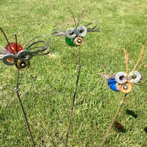 Lightning Bug Firefly Light Bulb Recycled Yard Art