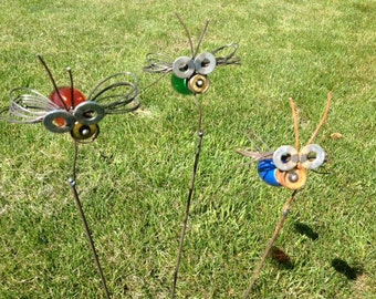 Lightning Bug Firefly Light Bulb Recycled Yard Art