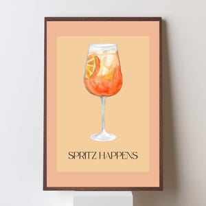 Spritz Happens Printable – Aperol Spritz Wall Art – Fun Cocktail Quote – Summer Drink Digital Download – Bar Cart or Kitchen Decor a2 a3 a4