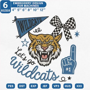 Game Day Wildcat Mascot Machine Pattern, Bobcat High School Spirit Cheer File, Digital Download Pes Dst Jef Vp3