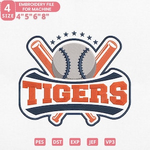 Vintage Baseball Team Embroidery Design Retro Sports Team Machine Embroidery File - Instant Download, 4 Sizes, Pes Dst Jef Exp Vp3