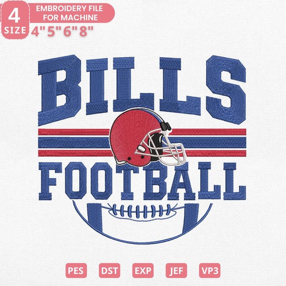 Buffalo Football Embroidery Design, Sports Helmet and Ball Machine Embroidery File for Team Fans and Game Day Projects, Pes Dst Vp3 Jef Exp