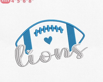 Detroit Football Embroidery Design, Detroit Football Cheer Spirit Machine Embroidery File, 4 Sizes Instant Download Dst Pes Jef Exp Vp3