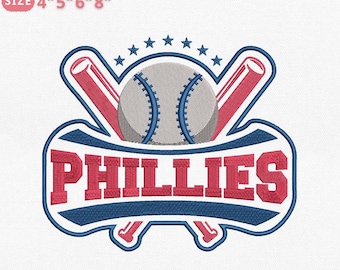 Diseño de bordado de equipo de béisbol vintage. Archivo de bordado a máquina de equipo deportivo retro. Descarga instantánea. 4 tamaños. Pes Dst Jef Exp Vp3.