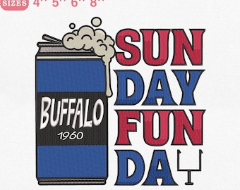 Buffalo Football Embroidery Design, Sun Day Game Day Spirit, Beer Can for Sport, Machine File, Instant Download, PES DST