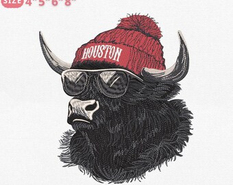 Houston Football Embroidery, Football Mascot Machine Embroidery File, Instant Download Dst Pes Exp Jef Vp3