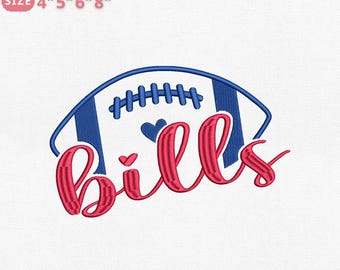 Diseño de bordado de fútbol americano de Buffalo, archivo de bordado a máquina "Buffalo Football Cheer Spirit", 4 tamaños, descarga instantánea, Dst Pes Jef Exp Vp3