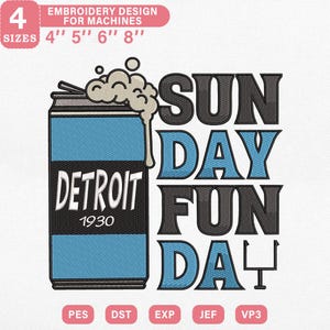 Detroit Football Stickmuster, Spieltag am Sonntag, Spirit für den Sport, Maschinendatei, Sofort Download, PES DST