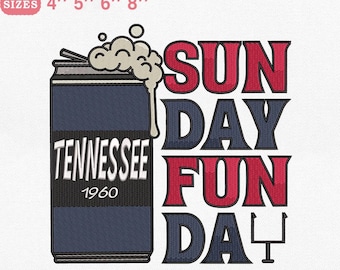 Tennessee Football Embroidery Design, Sun Day Game Day Spirit, Beer Can for Sport, Machine File, Instant Download, PES DST
