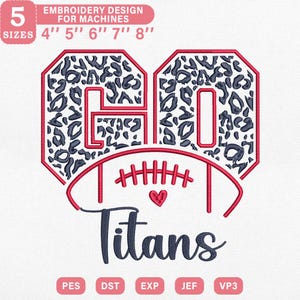 Tennessee Football Embroidery Design, Bold GO Letters with Leopard Pattern for Game Day Spirit, Machine File, Instant Download, PES DST